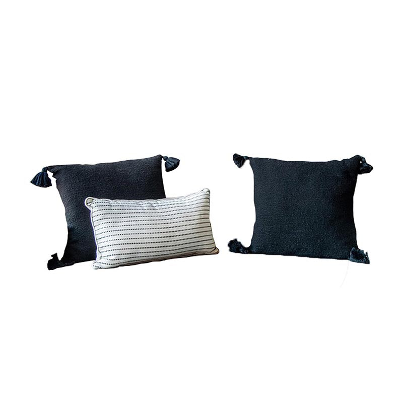 Chic Tassel Black Pillow Set of 3